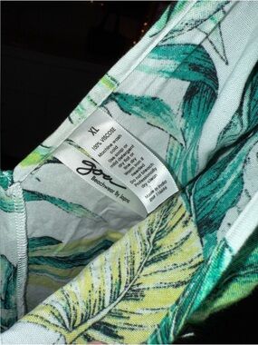J.O.A. Asymmetrical Dress with Green Leaf Print on White
